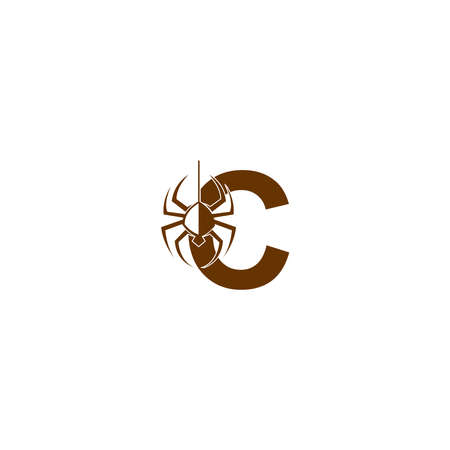 Letter C with spider icon logo design template vectorのイラスト素材