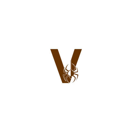 Letter V with spider icon logo design template vectorのイラスト素材