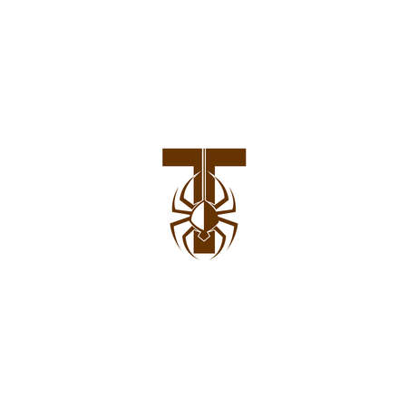 Letter T with spider icon logo design template vectorのイラスト素材