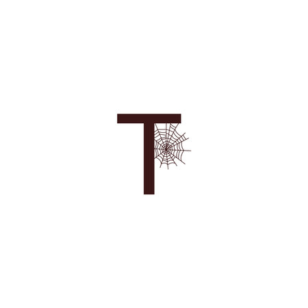 Letter T  with spider web icon design template vector illustrationのイラスト素材