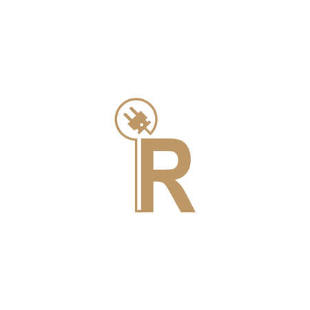 Power cable forming letter R logo icon template vectorのイラスト素材