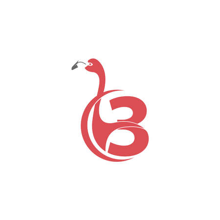 Number 3 with flamingo bird icon logo vector templateのイラスト素材