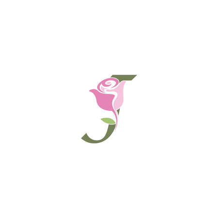 Letter J with rose icon logo vector template illustrationのイラスト素材