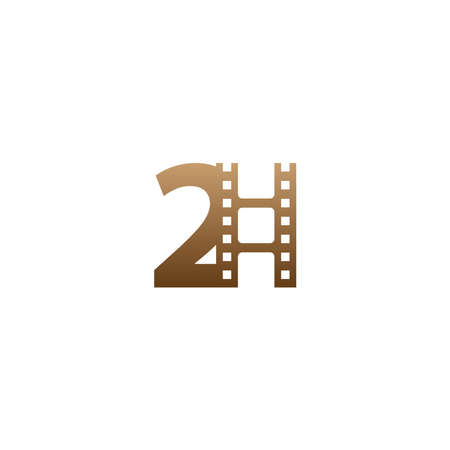 Number 2 with film strip icon logo design template illustrationのイラスト素材