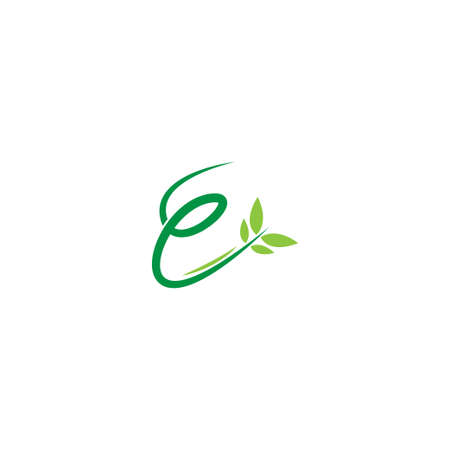 Vines template design, shrubs forming letter E illustrationのイラスト素材