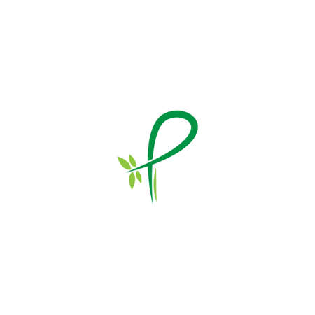 Vines template design, shrubs forming letter P illustrationのイラスト素材