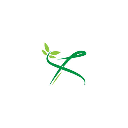 Vines template design, shrubs forming letter X illustrationのイラスト素材