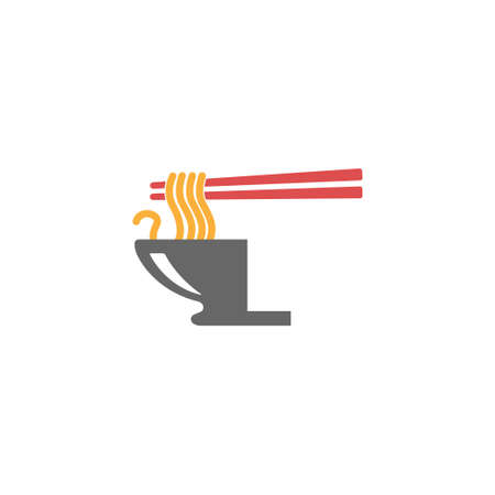 Letter L with noodle icon logo design vector templateのイラスト素材