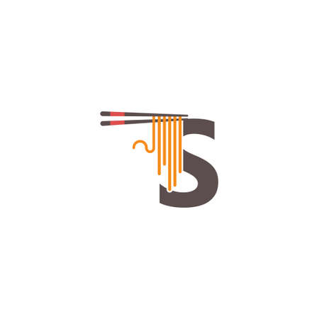 Letter S with chopsticks and noodle icon logo design templateのイラスト素材