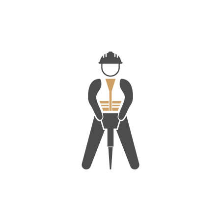 Construction drill icon logo design template vectorのイラスト素材