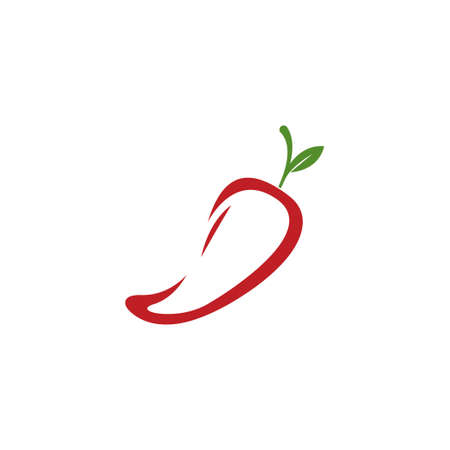 Chilli, red pepper icon logo design illustration vectorのイラスト素材