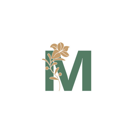 Letter M icon with lily beauty illustration template vectorのイラスト素材