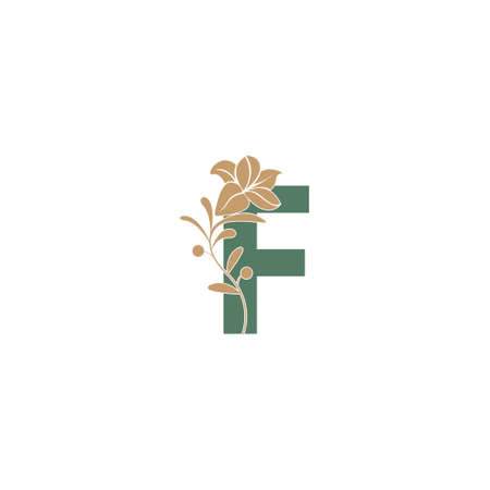 Letter F icon with lily beauty illustration template vectorのイラスト素材