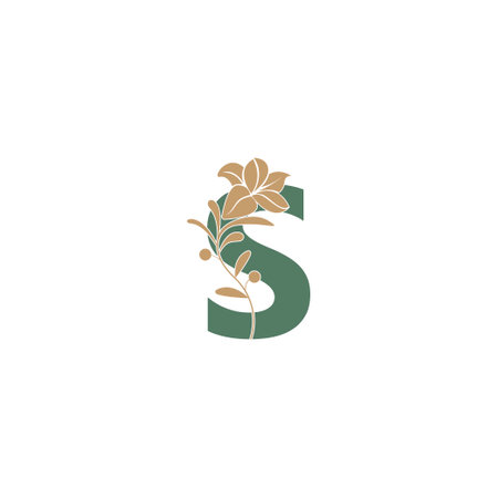 Letter S icon with lily beauty illustration template vectorのイラスト素材