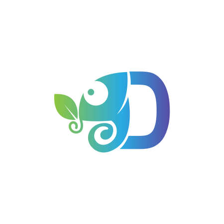 Letter D icon with chameleon logo  design template vectorのイラスト素材
