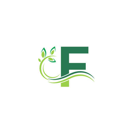 Letter F Icon with floral design template illustration vectorのイラスト素材