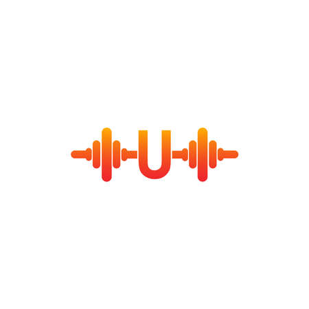 Letter U with barbell icon fitness design template illustration vectorのイラスト素材