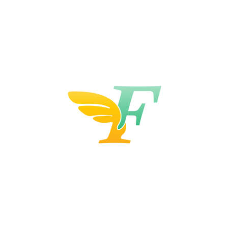Letter F logo icon illustration with wings vectorのイラスト素材