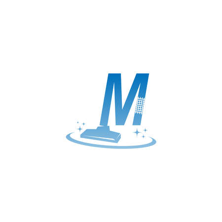 Cleaning service logo illustration with letter  M icon template vectorのイラスト素材