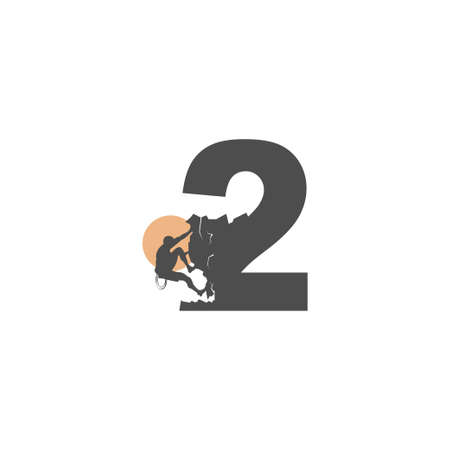 Rock climber climbing number 2  illustration templateのイラスト素材