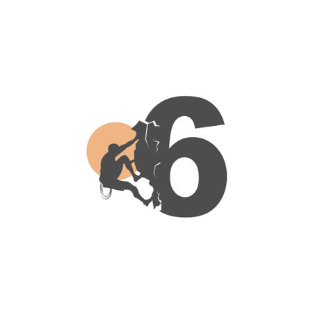 Rock climber climbing number 6  illustration template