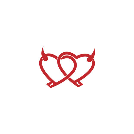Devil heart icon logo design illustration templateのイラスト素材
