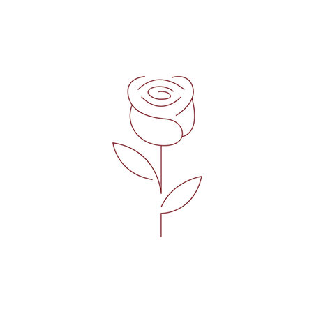 Red rose line art design illustration templateのイラスト素材