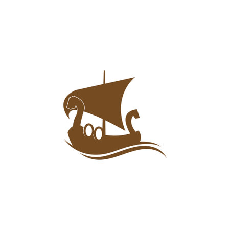 Viking ship icon logo design illustration vectorのイラスト素材