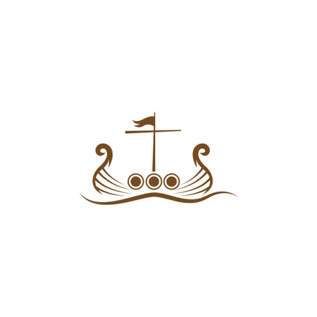 Viking ship icon logo design illustration vectorのイラスト素材