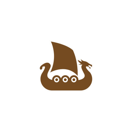 Viking ship icon logo design illustration vectorのイラスト素材
