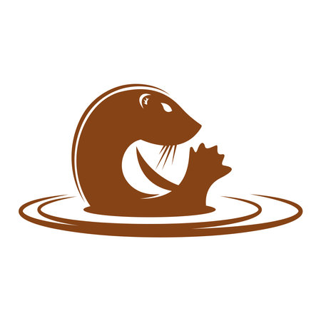 Otter icon logo design illustrationのイラスト素材