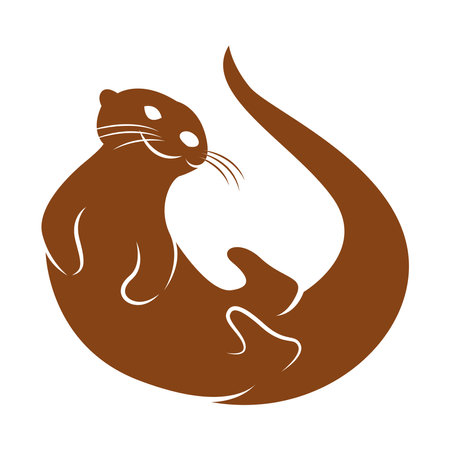 Otter icon logo design illustrationのイラスト素材