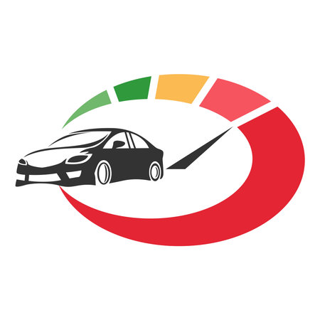 Colorful speed gauge indicator showing medium performance level