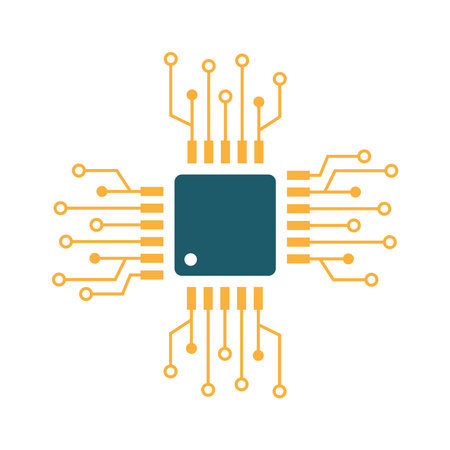 Modern microchip and circuit icon design illustration