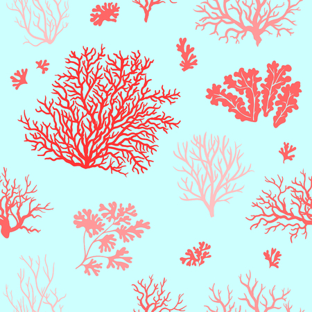 Corals seamless pattern red annd blue - Hand drawn illustration.のイラスト素材