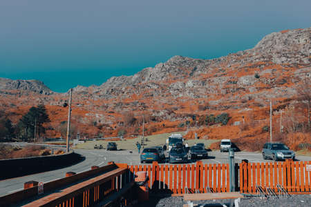 A view of the road to the top of the mountain. High quality photoの写真素材