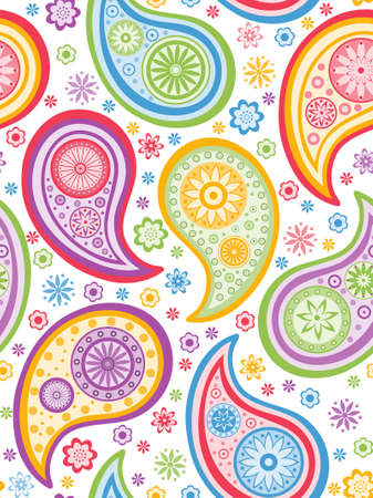 Colorful seamless background with a paisley pattern. のイラスト素材