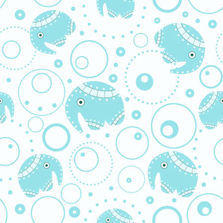 Seamless background with elephants and circles. のイラスト素材