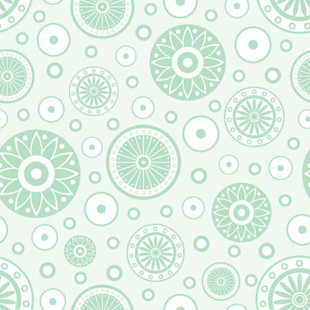 Abstract seamless background with circles and stylized flowers. のイラスト素材
