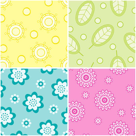 Set of seamless nature patterns. illustration.のイラスト素材