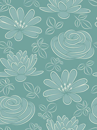 Blue flower seamless pattern.  illustration.のイラスト素材