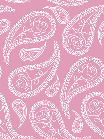 Paisley seamless pattern with roses. のイラスト素材