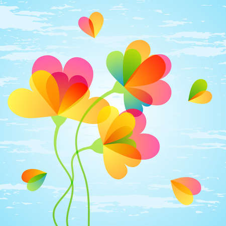 Beautiful nature background with bright flowers.  illustration.のイラスト素材