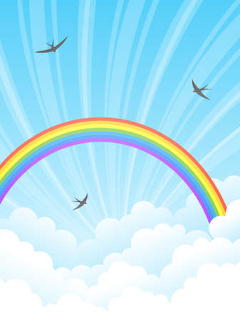 Rainbow and clouds. Vector illustration.のイラスト素材