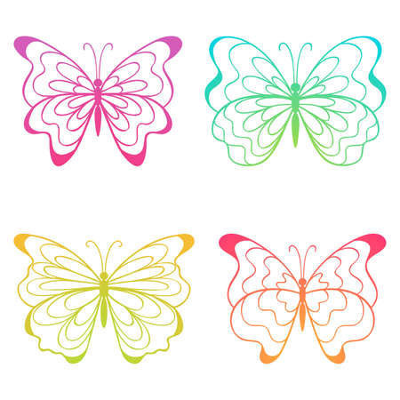 The set of four colorful butterflies. Vector   illustration. のイラスト素材