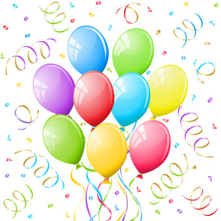 Balloons and confetti のイラスト素材