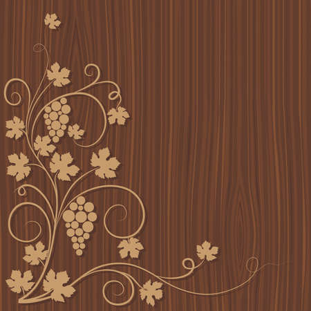 Grapes on a wooden background. Vector   illustration.のイラスト素材