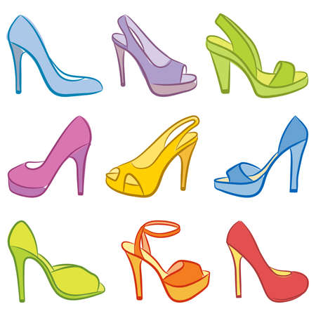 Colorful Shoes. Vector illustration.のイラスト素材