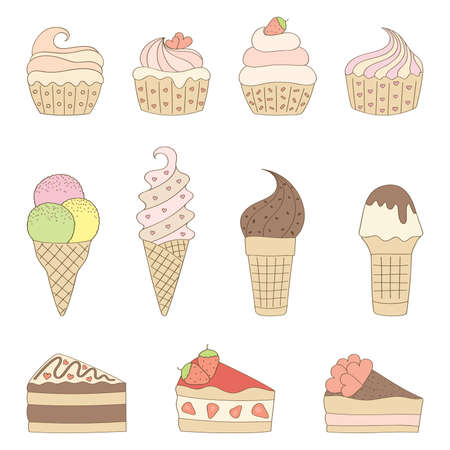 Set of sweets. Vector illustration.のイラスト素材