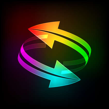 Abstract Bright arrows icon on a dark background. Vector illustration. Eps10のイラスト素材
